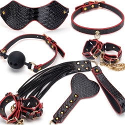 Generique Kit Bdsm 7 Pièces Caiman noir-Rouge